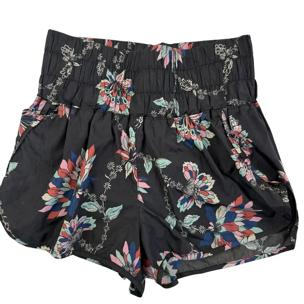 Free People Movement The Way Home Running Shorts Women Large Floral Athleisure
